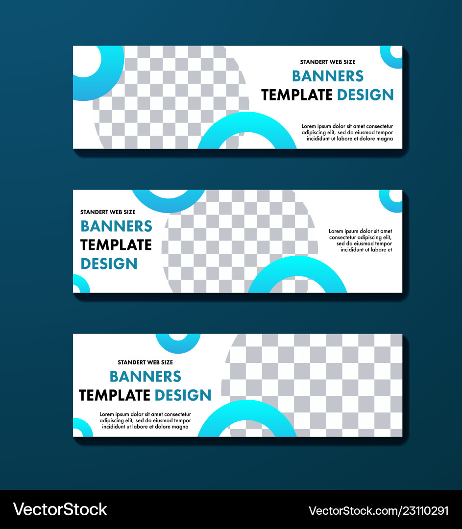 White horizontal banner design with round Vector Image