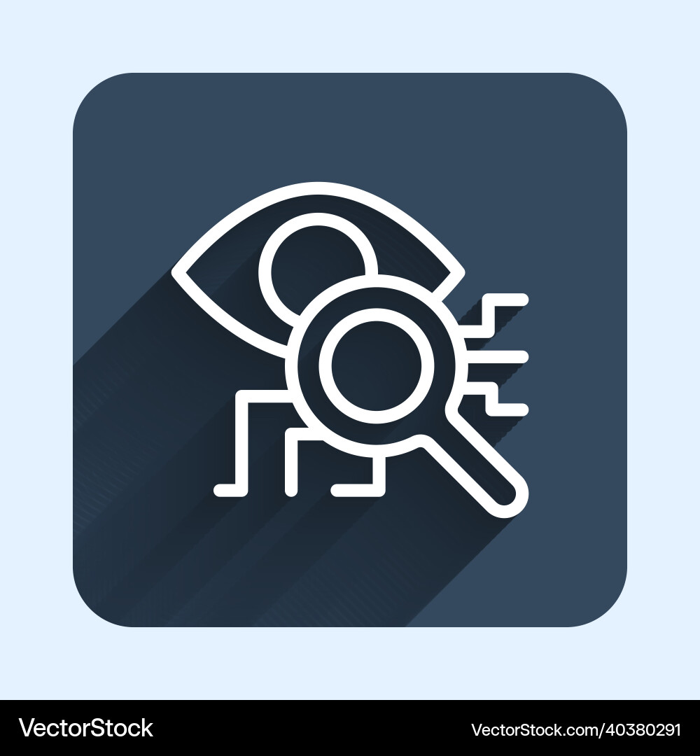 White line eye scan icon isolated with long shadow White line eye scan icon isolated with long shadow vector image
