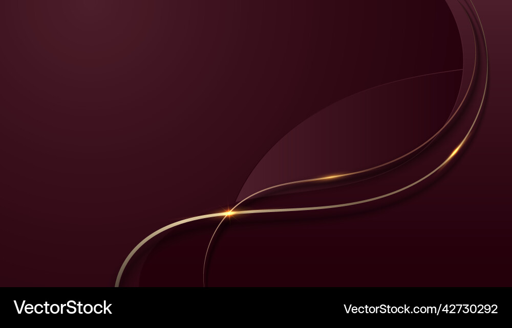 Abstract 3d red wave shapes layer and golden lines vector image