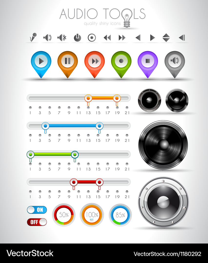 Audio tools design elements collection Vector Image
