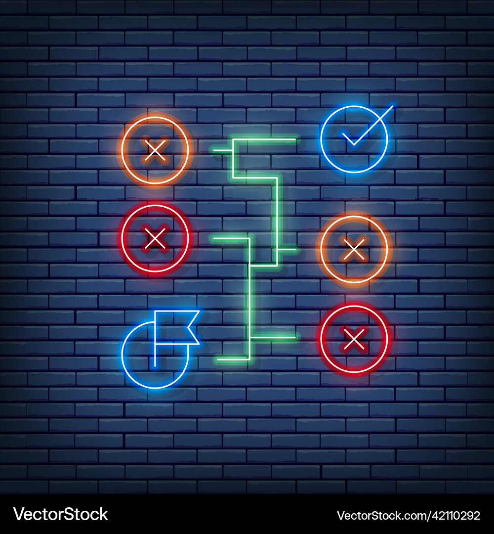 Correct solution labyrinth algorithm neon Correct solution labyrinth algorithm neon vector image