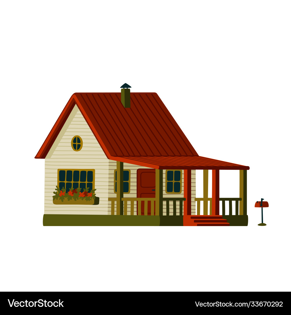 Country house with terrace wooden white Country house with terrace wooden white vector image
