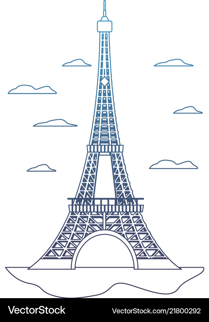 Degraded line eiffel tower structure and nice Vector Image