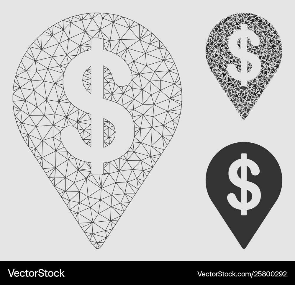 Dollar map pointer mesh carcass model Dollar map pointer mesh carcass model vector image