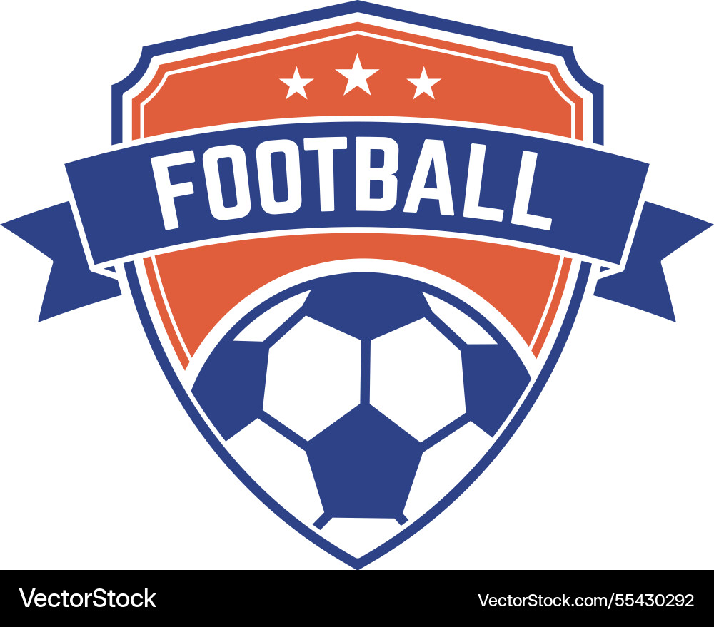 Football club logo featuring a ball and ribbon Football club logo featuring a ball and ribbon vector image