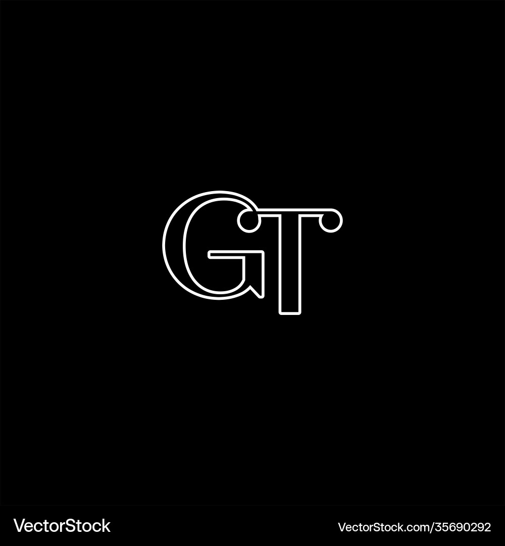 G t Buchstaben Logo kreatives Design auf schwarzer Farbe G t Buchstaben Logo kreatives Design auf schwarzer Farbe vektorbild