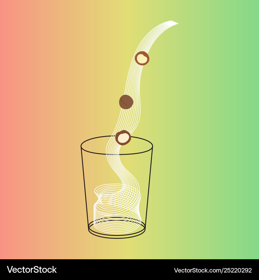 Glass macadamia milk with nuts Glass macadamia milk with nuts vector image