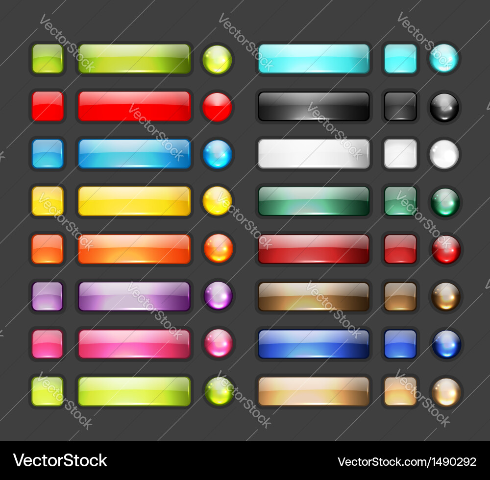 Glossy Button Icons - Collection Vector Image