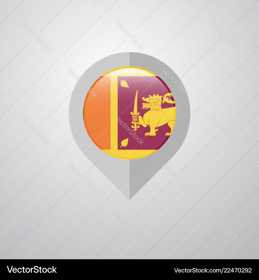 Map navigation pointer with sri lanka flag design vector image