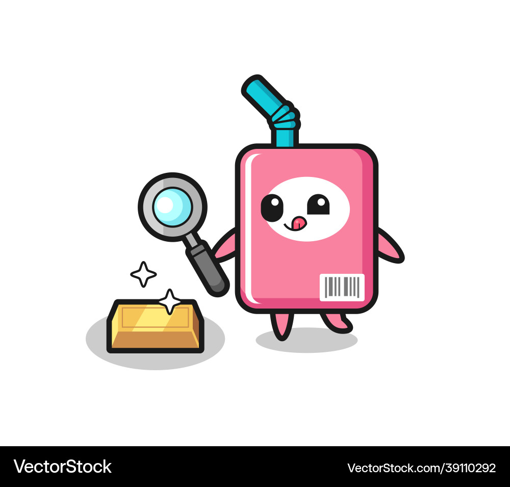 Milk box character is checking the authenticity Milk box character is checking the authenticity vector image