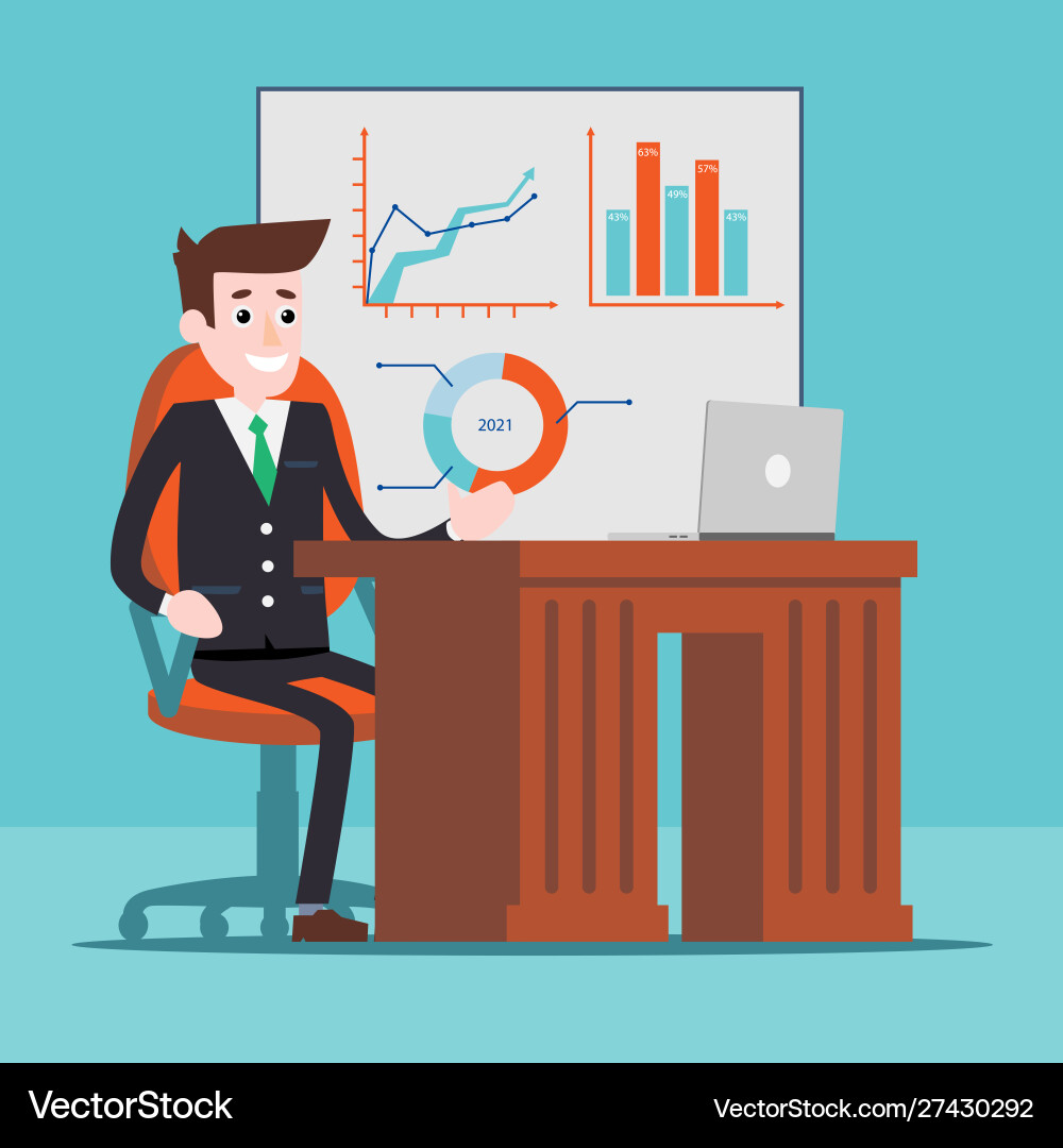 Office manager working at computer Office manager working at computer Vector Image