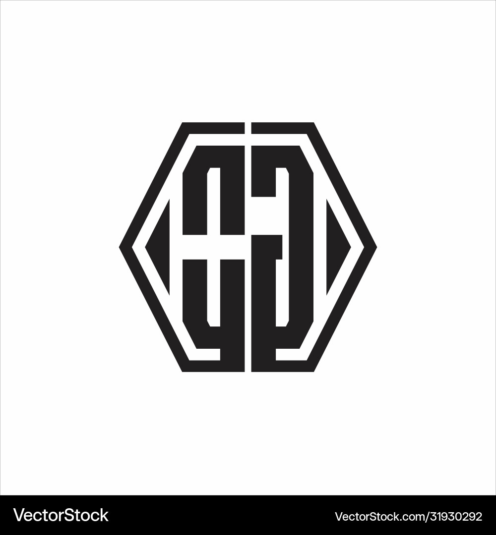 Og logo monogram with hexagon line rounded design Og logo monogram with hexagon line rounded design Vector Image