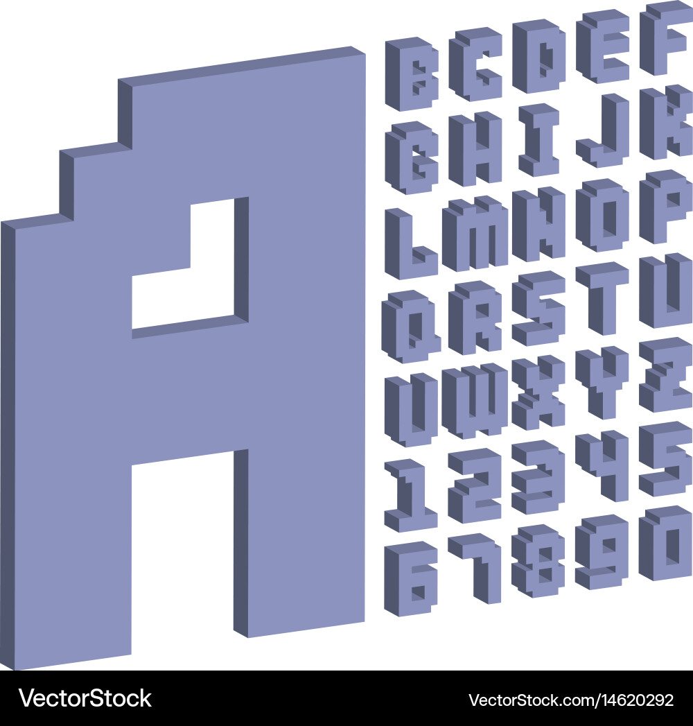 Pixel retro font video computer game design 8 bit vector image