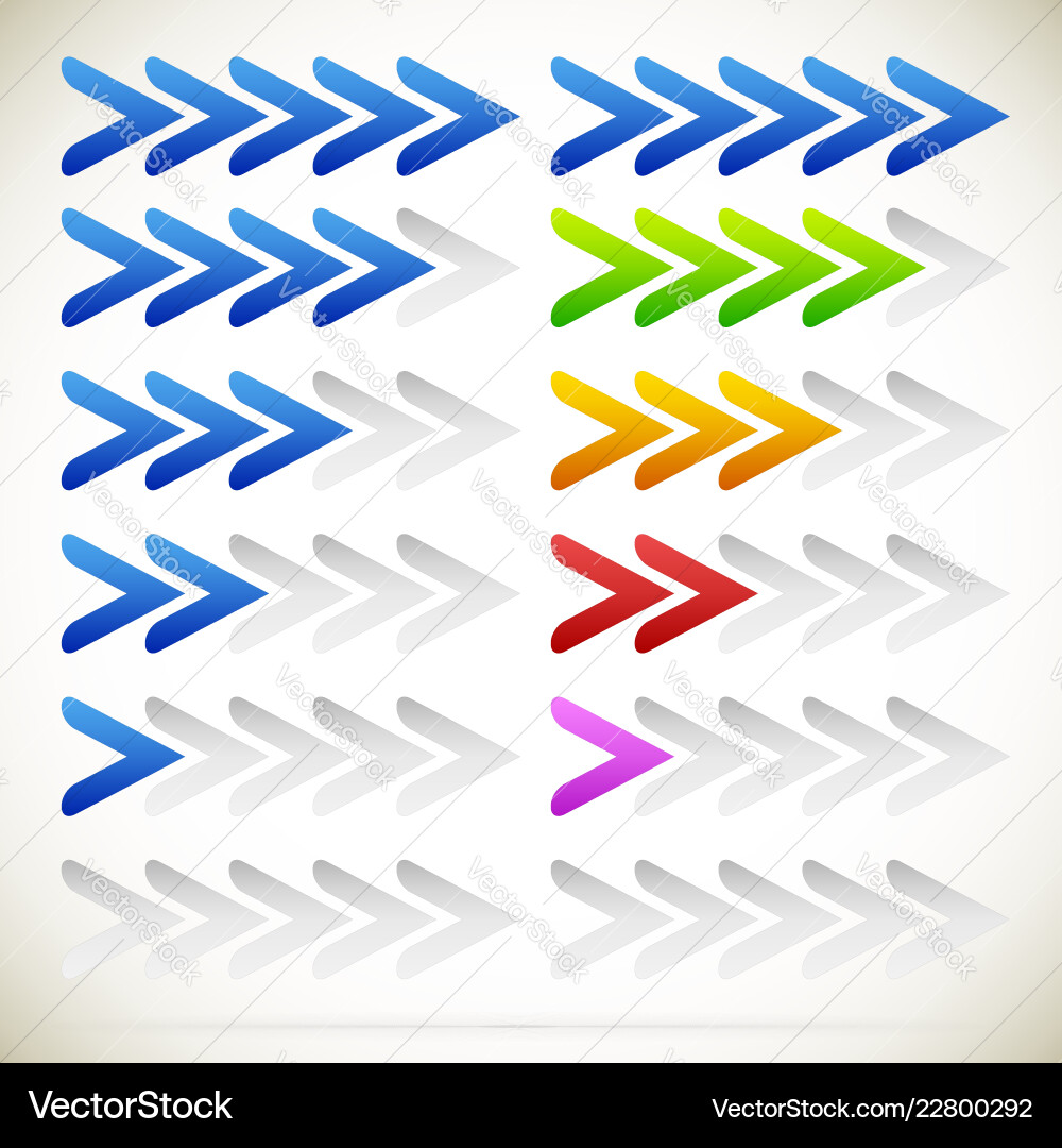 Progress indicator with arrows from zero to fifth Progress indicator with arrows from zero to fifth vector image