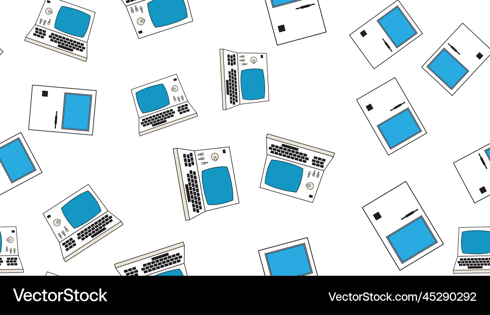 Seamless pattern endless computer with old retro vector image