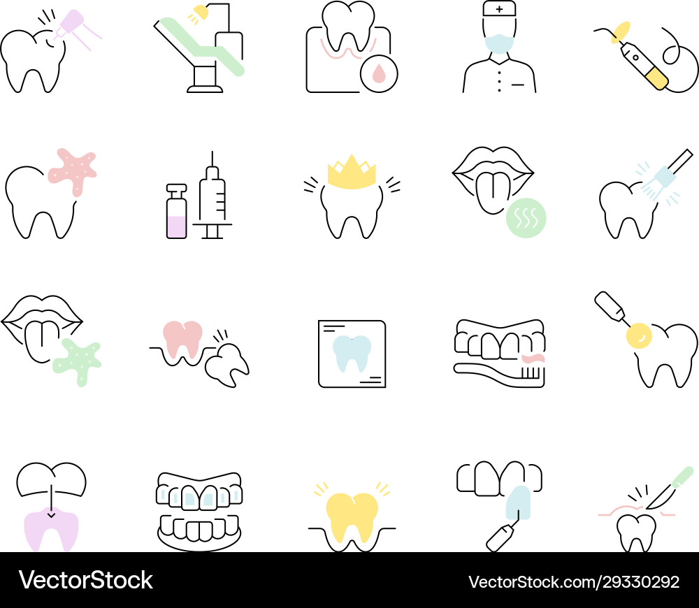 Set Line Icons Zahnmedizin Set Line Icons Zahnmedizin vektorbild