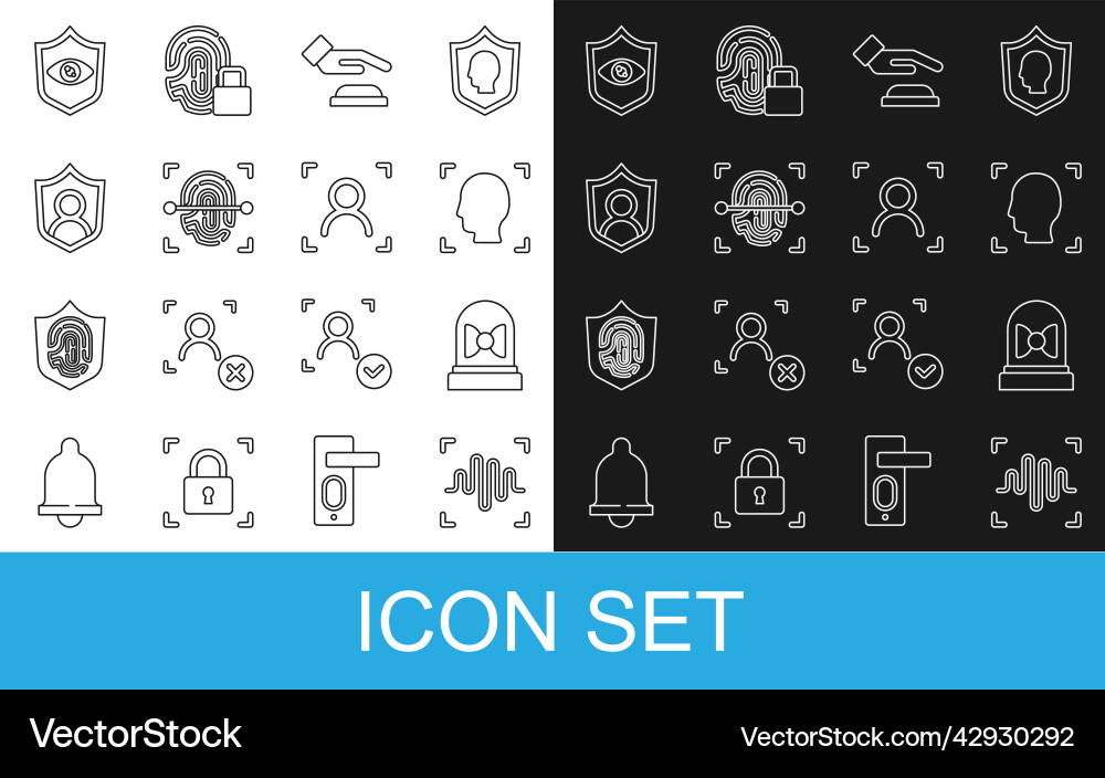 Set line voice recognition motion sensor face Vector Image