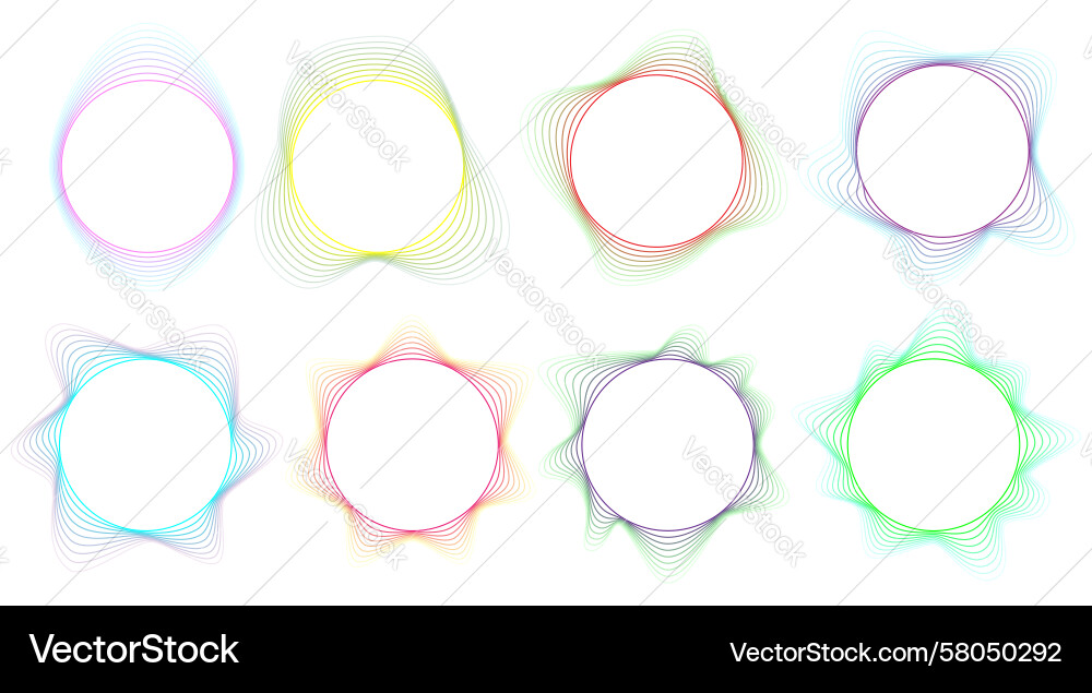 Set of colorful abstract circular frames with wavy Set of colorful abstract circular frames with wavy Vector Image