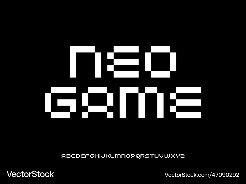 Simple pixel bit display font Simple pixel bit display font Vector Image