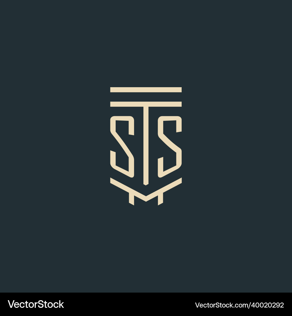 Ss initial monogram with simple line art pillar Ss initial monogram with simple line art pillar Vector Image