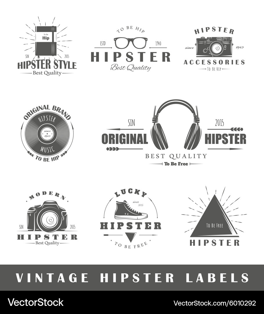 Vintage Hipster Label Set Vector Image