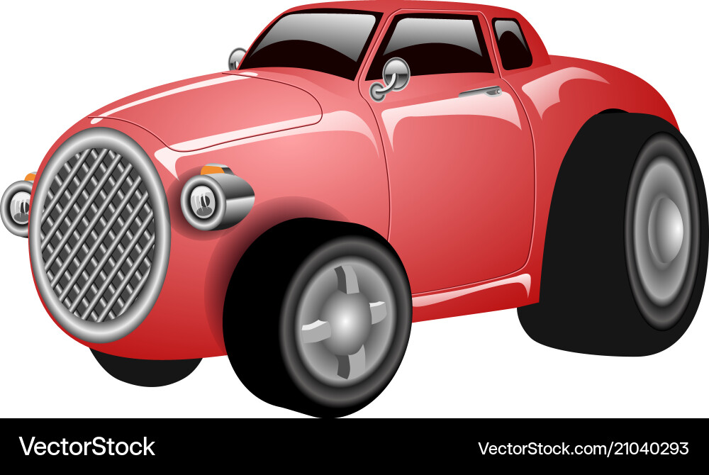 A shiny and polished cartoon red car Vector Image