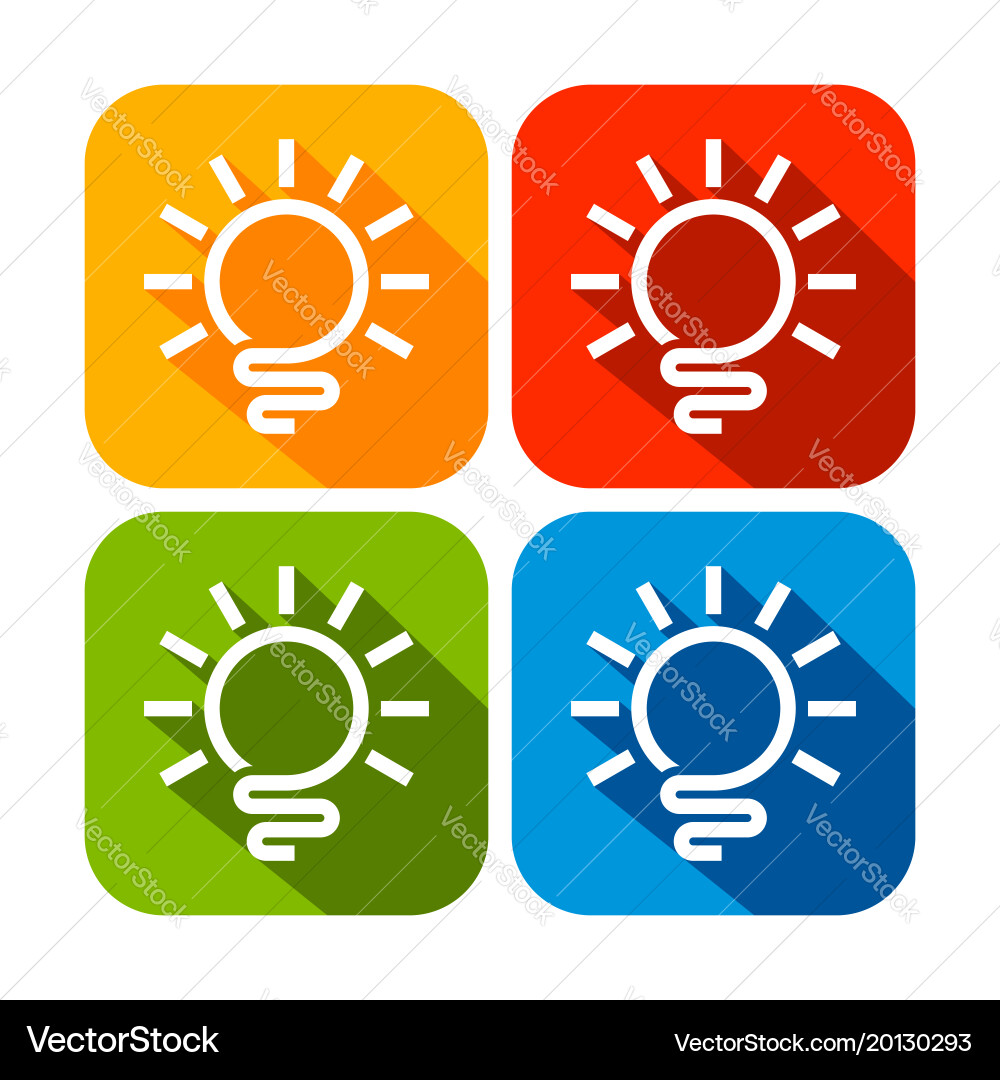Abstract light bulb rounded square icons Vector Image