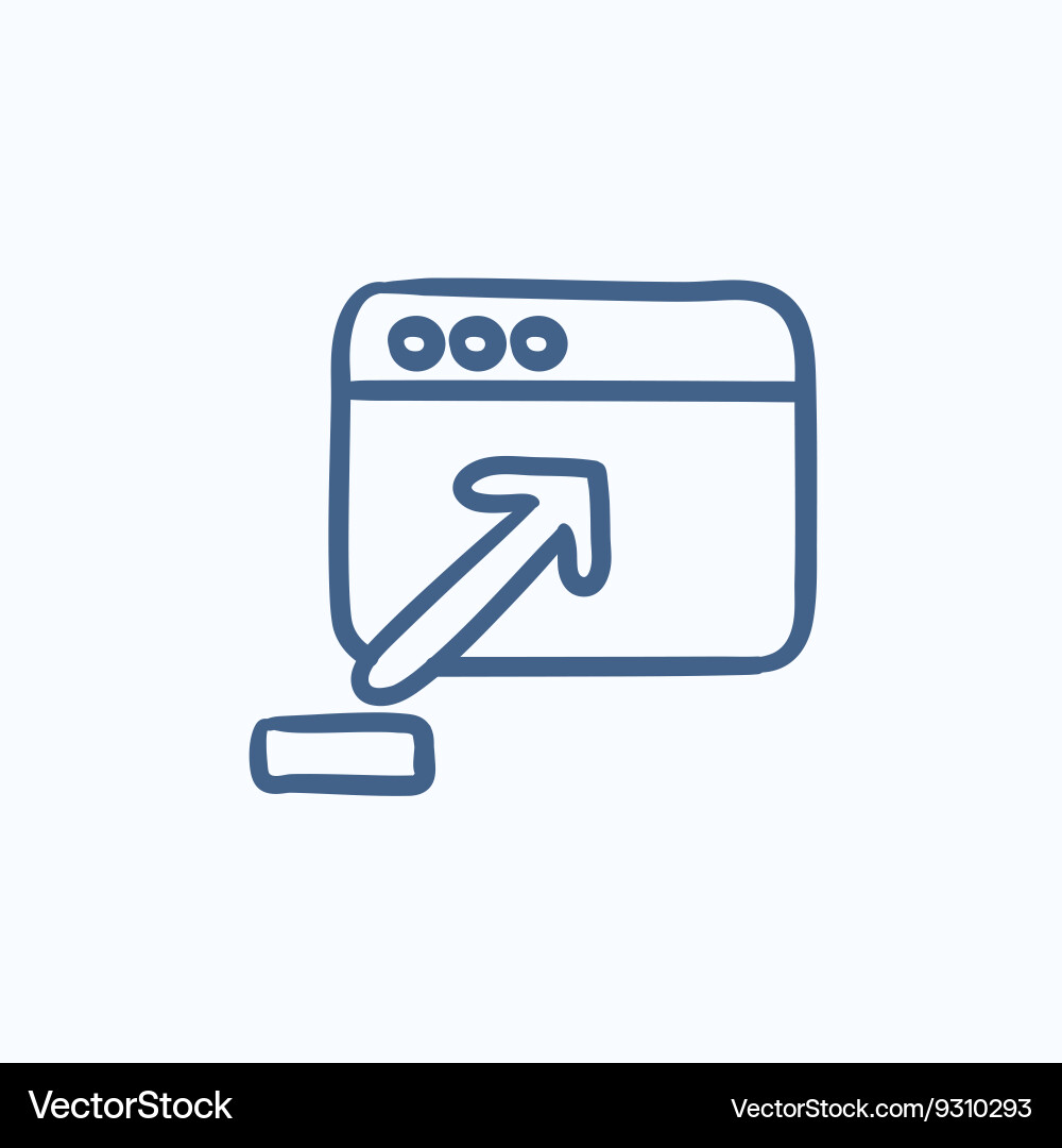 Browser window with upload sign sketch icon vector image