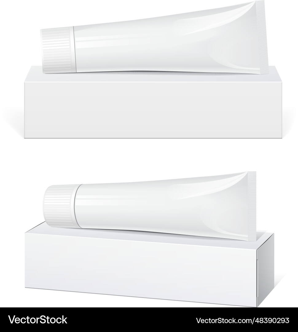 Cool realistic white tube and packaging Cool realistic white tube and packaging vector image