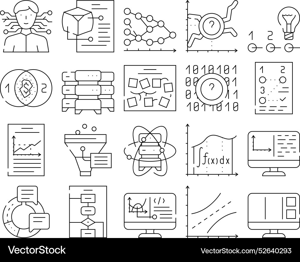Data science innovate technology icons set Vector Image
