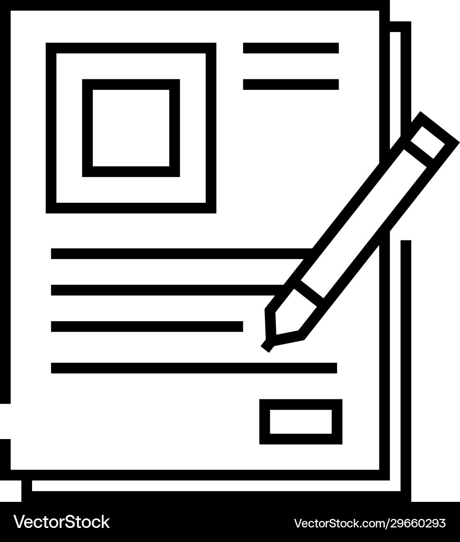 Document execution line icon concept sign Document execution line icon concept sign vector image