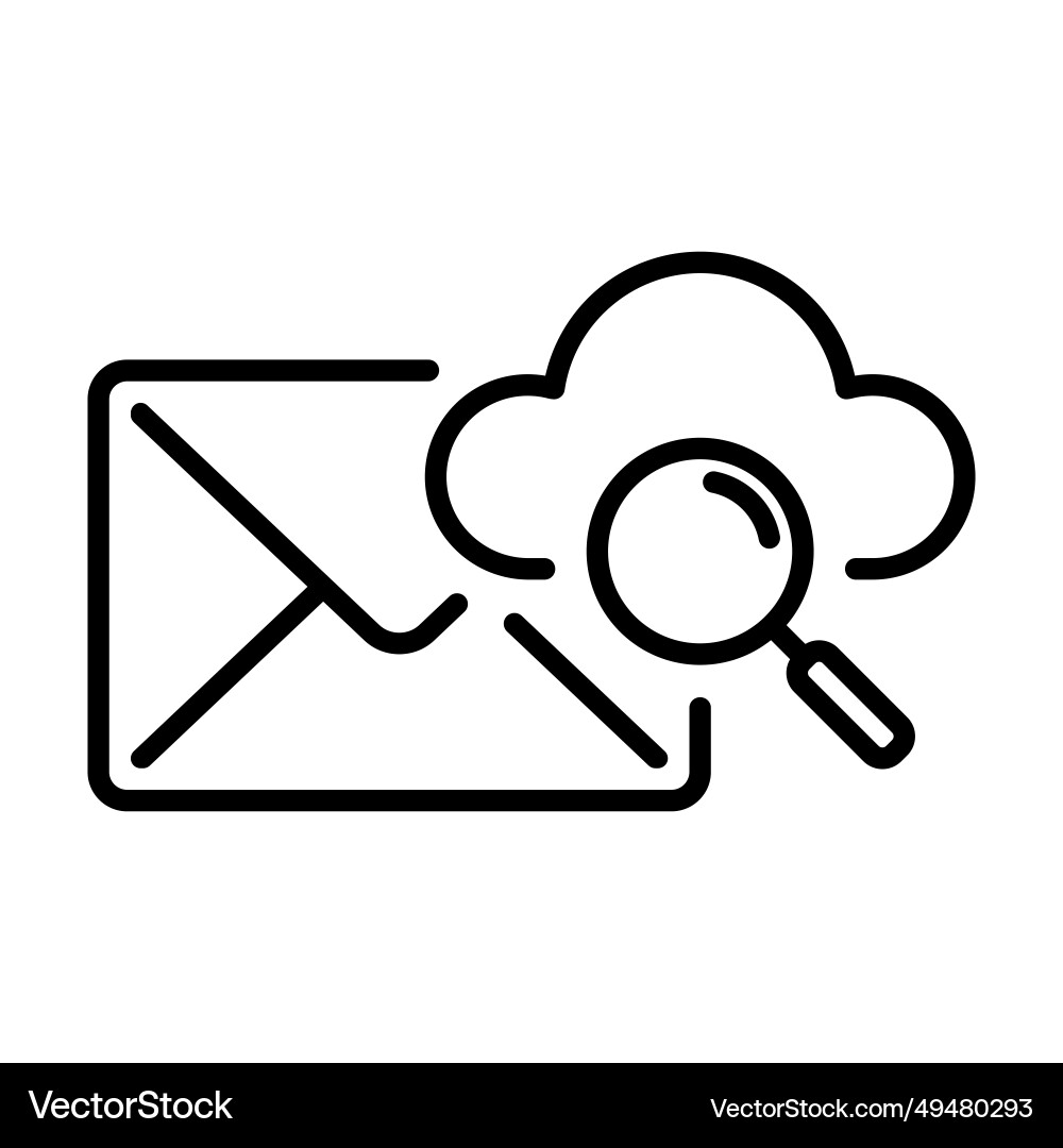 Email and cloud icon with searching notification Email and cloud icon with searching notification vector image