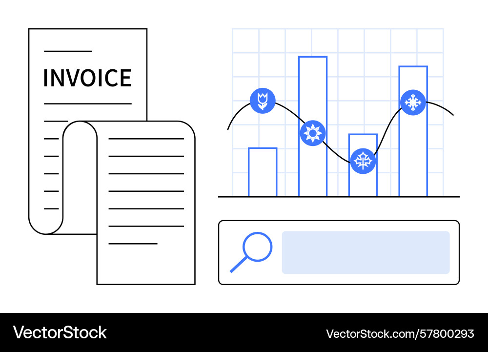Financial data analysis with invoice graph Financial data analysis with invoice graph vector image
