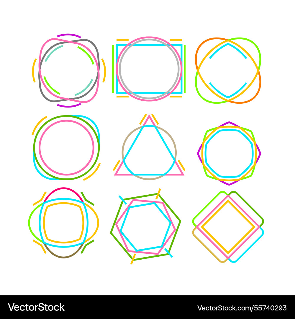 Frame collection with lineal style Vector Image
