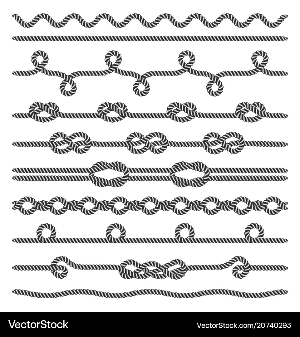 Knotted Rope Twines with Nodes Vector Image