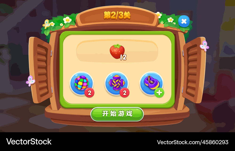 Komplettes Set von Level-Taste Spiel ui Pop-up-Symbol Vektorbild