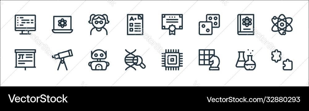 Nerd line icons linear set quality Nerd line icons linear set quality Vector Image