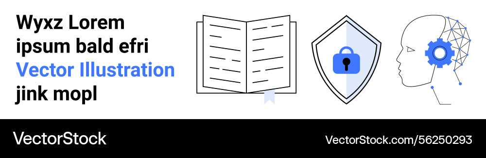 Open book secure shield and ai head representing Open book secure shield and ai head representing vector image