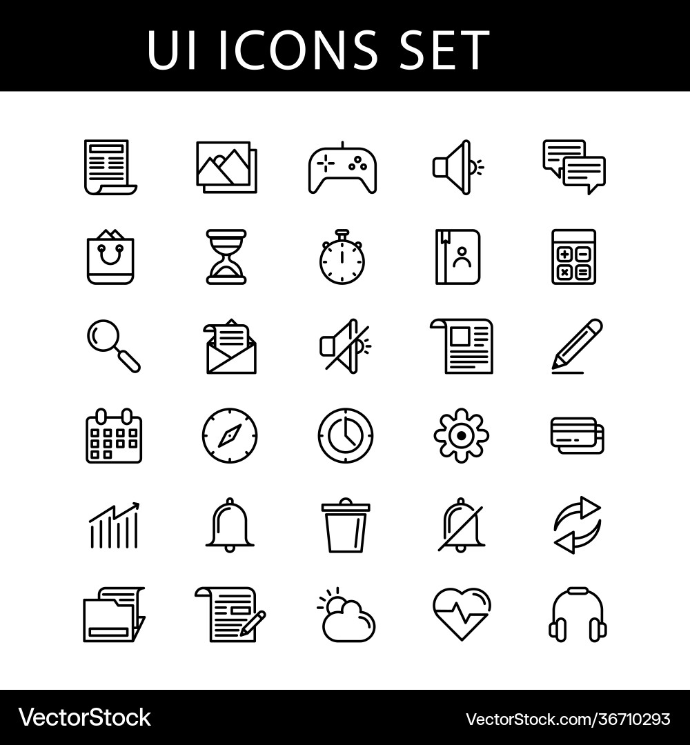 Out line icon set user interface ui Out line icon set user interface ui vektorbild