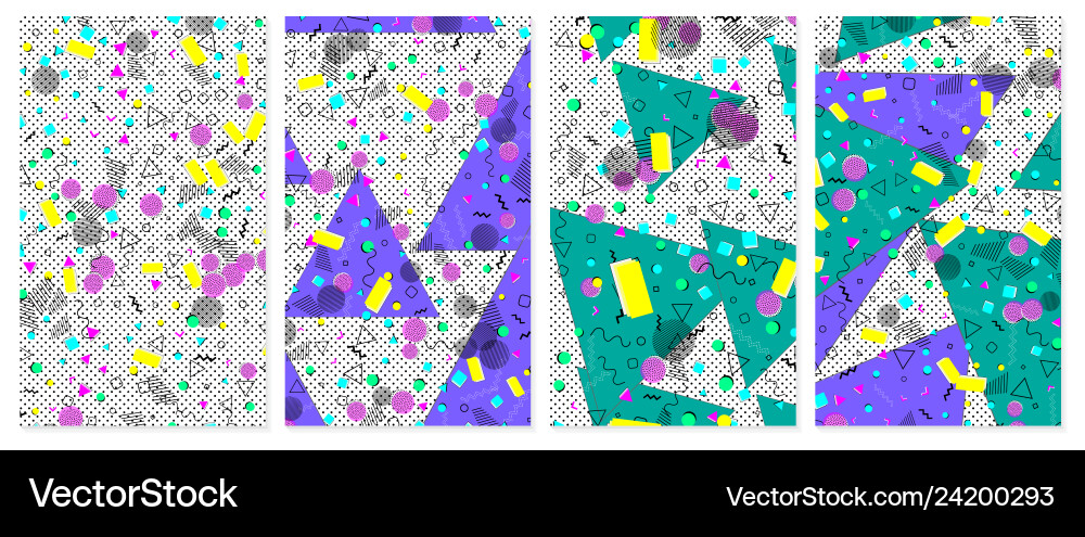 Pop art color background set of memphis pattern Pop art color background set of memphis pattern vector image