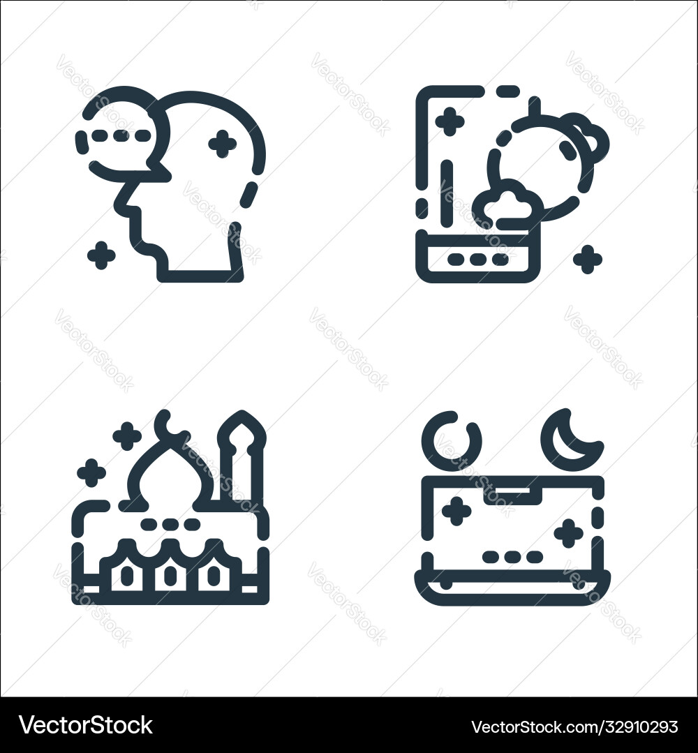 Ramadan kareem line icons linear set quality Ramadan kareem line icons linear set quality vector image