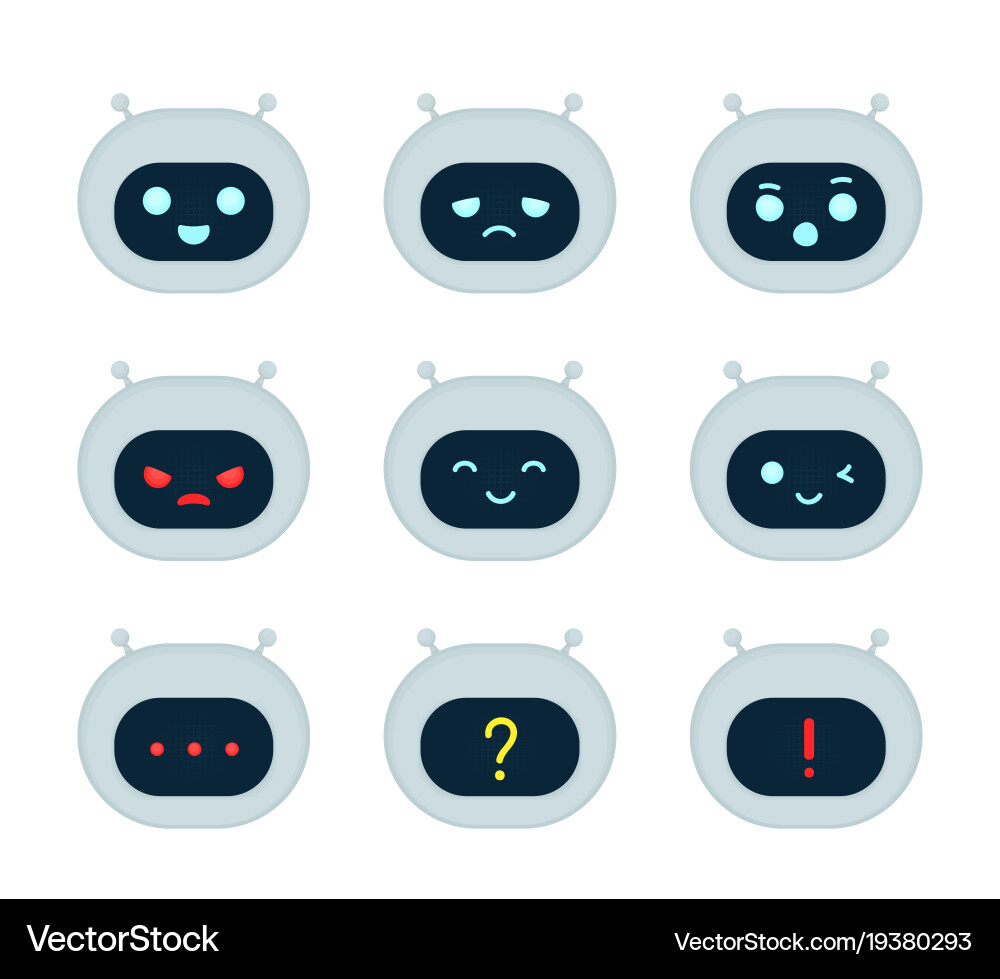 Robot Emotion Faces - AI Character Set vector image