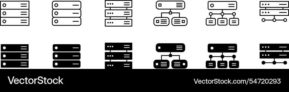 Server icon set web network database cloud vector image