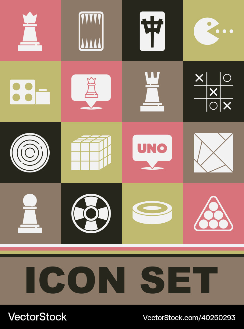 Set billiard balls in triangle rubik cube tic vector image