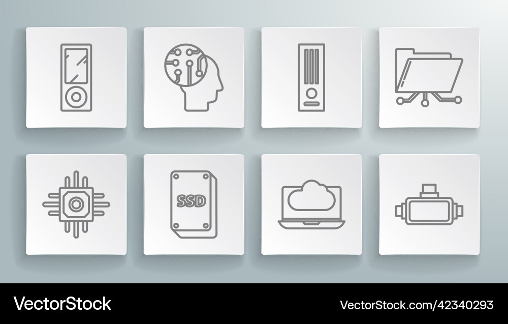 Set line processor human brain as digital circuit Set line processor human brain as digital circuit vector image