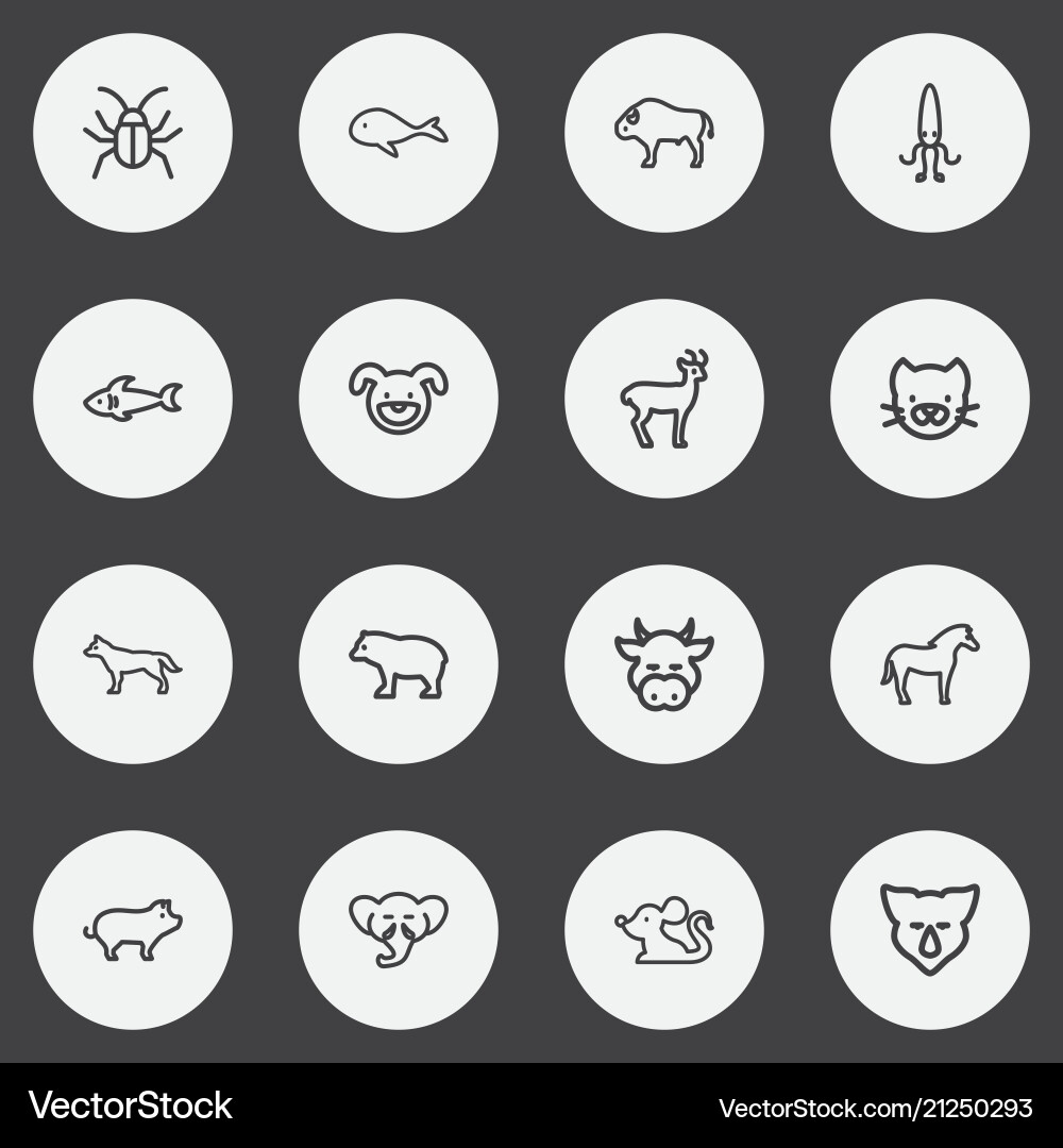 Set of 16 editable zoo icons line style includes Set of 16 editable zoo icons line style includes vector image