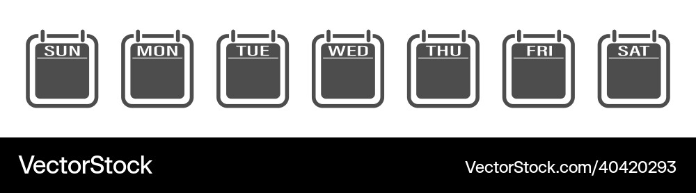 Set of calendar icons with days the week Set of calendar icons with days the week vector image