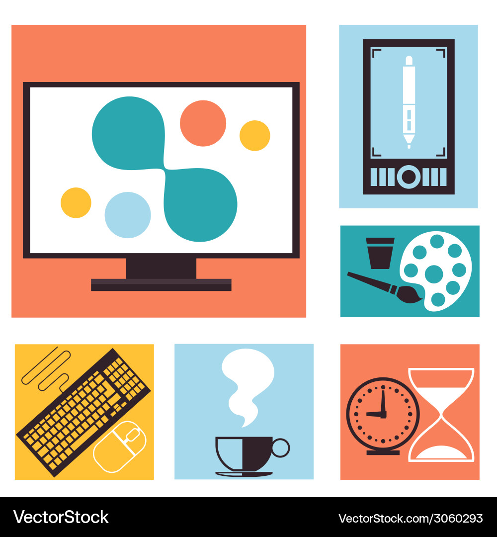 Set of colorful graphic web design icons Vector Image