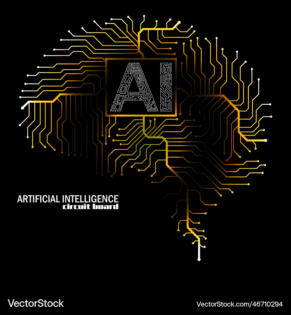 Abstract technological brain with artificial Abstract technological brain with artificial Vector Image