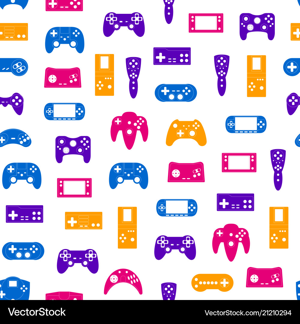 Cartoon silhouette gamepad seamless pattern Cartoon silhouette gamepad seamless pattern vector image
